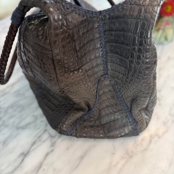 Carlos Falchi Navy Croc Hobo - Picture 6 of 7